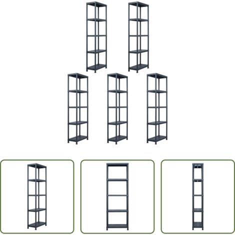 vidaXL Estantería para salón -  Estantería de plástico 5 unidades 125 kg 60x30x180 cm negro