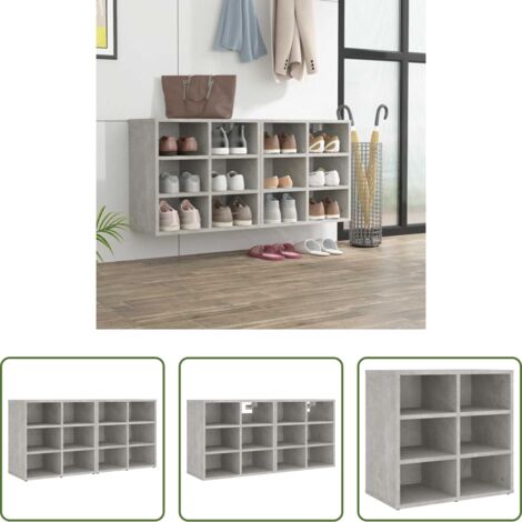 vidaXL Estantería para zapatos -  Muebles zapatero 2 uds color gris hormigón 52,5x30x50 cm