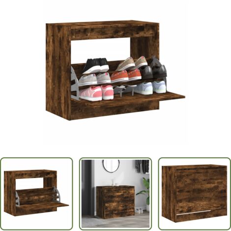vidaXL Estantería para zapatos -  Zapatero de madera de ingeniería roble ahumado 80x42x69 cm