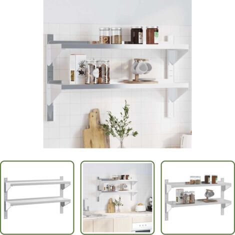 vidaXL Estantería plateada -  Estante de pared acero inoxidable plateado 100x23,5x60 cm