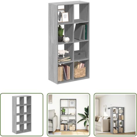 vidaXL Estantería separadora -  Librería divisor madera ingeniería gris Sonoma 69,5x29x137,5 cm