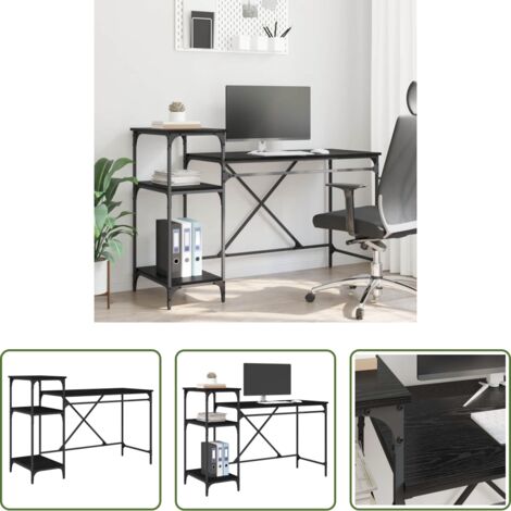 vidaXL Estanterías -  Escritorio Roble Negro 135 x 50 x 90 cm Madera contrachapada