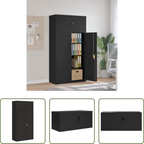 vidaXL Estantes ajustables -  Armario archivador de acero negro 90x40x180 cm