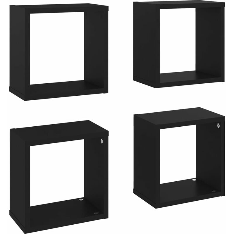 

vidaXL Estantes cubo de pared 26x15x26 cm 4 uds negro - Negro