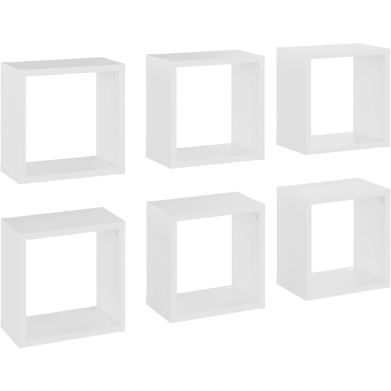

vidaXL Estantes cubo de pared 26x15x26 cm 6 uds blanco - Blanco