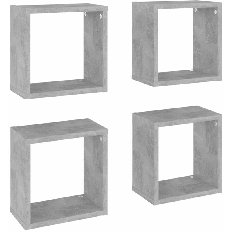 

vidaXL Estantes cubo de pared 26x15x26 cm 4 uds gris hormigón - Gris
