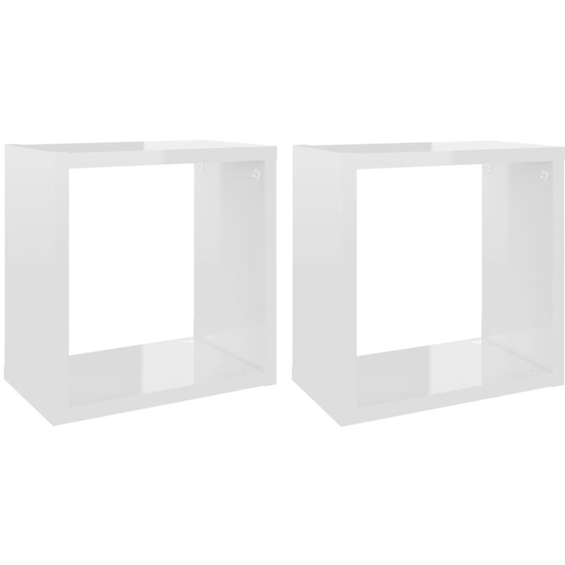 

vidaXL Estantes cubo de pared 26x15x26 cm 2 uds blanco brillante - Blanco