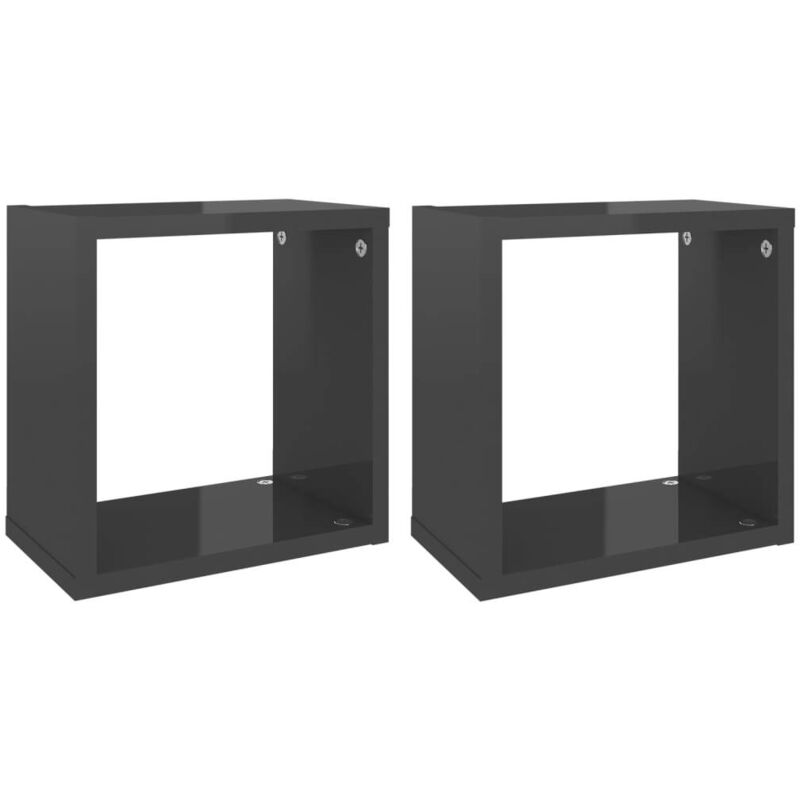 

vidaXL Estantes cubo de pared 26x15x26 cm 2 uds gris brillante - Gris