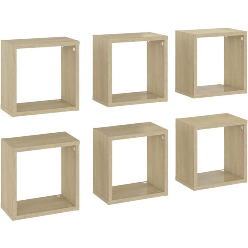 

vidaXL Estantes cubo de pared 26x15x26 cm 6 uds color roble - Marrón