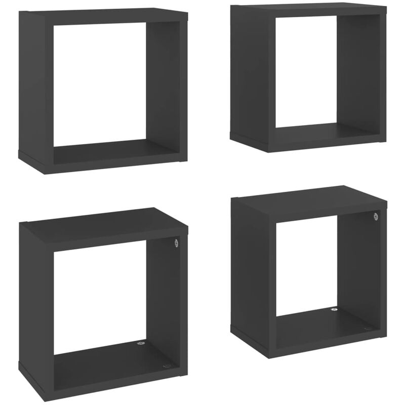

vidaXL Estantes cubo de pared 26x15x26 cm 4 uds gris - Gris