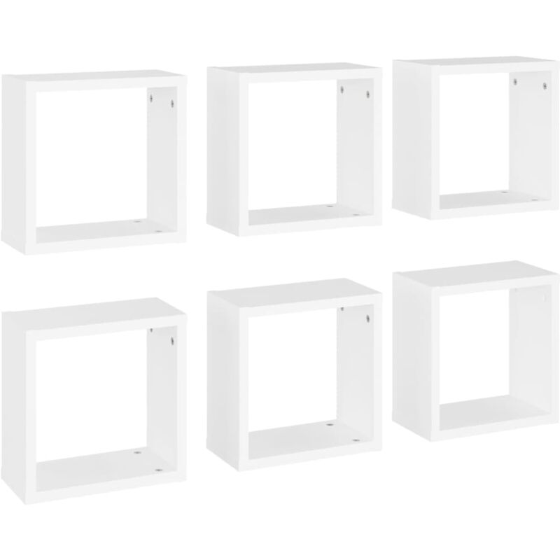 

vidaXL Estantes cubo de pared 30x15x30 cm 6 uds blanco - Blanco