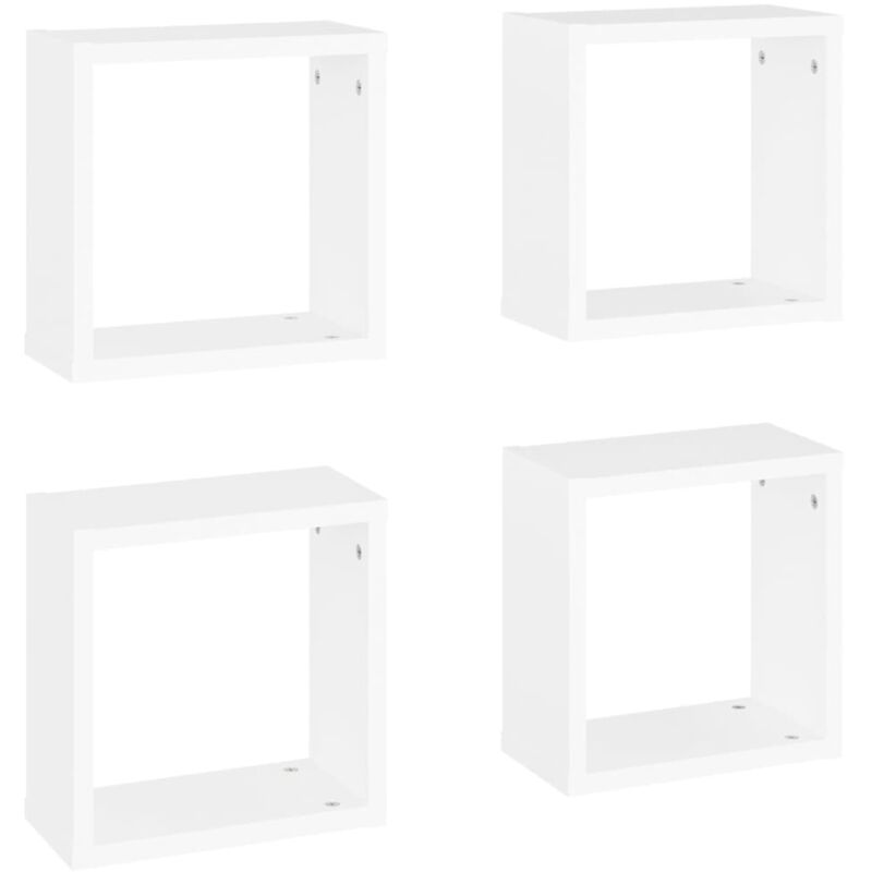 

vidaXL Estantes cubo de pared 30x15x30 cm 4 uds blanco - Blanco