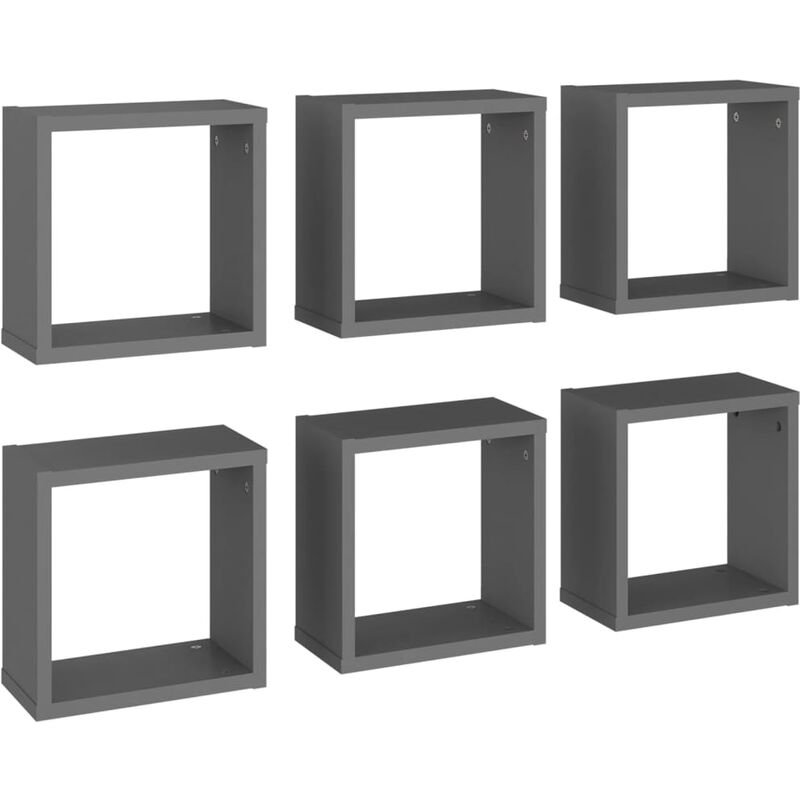 

vidaXL Estantes cubo de pared 30x15x30 cm 6 uds gris - Gris