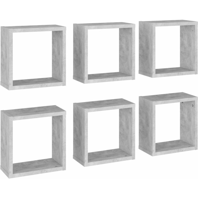 

vidaXL Estantes cubo de pared 30x15x30 cm 6 uds gris hormigón - Gris