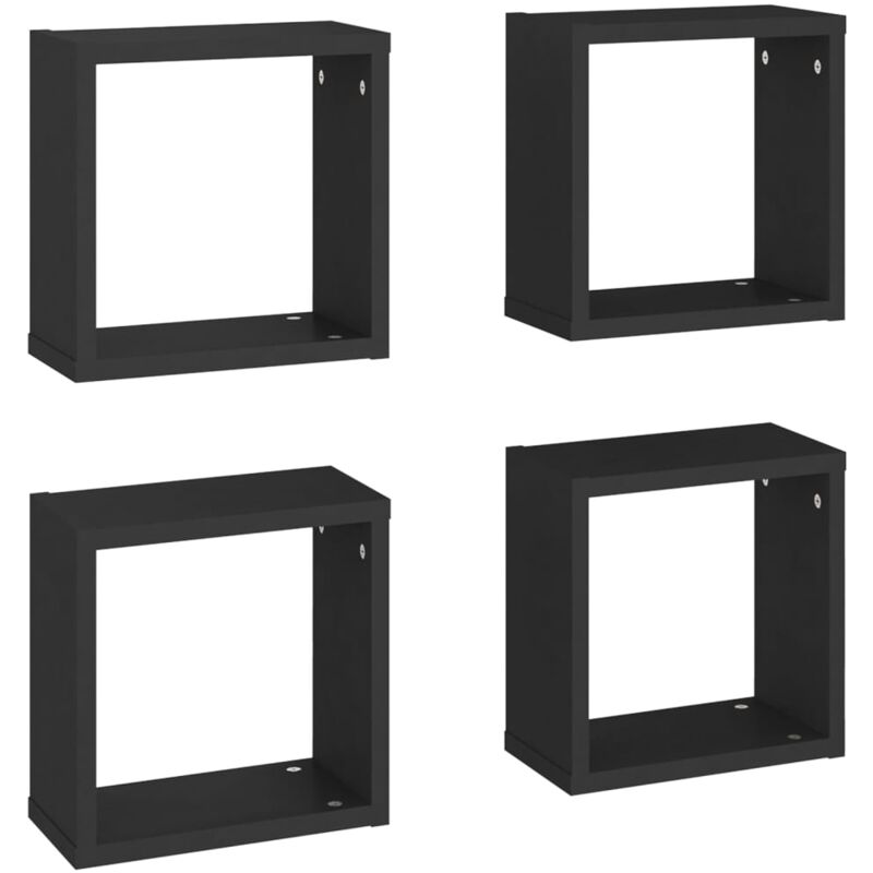 

vidaXL Estantes cubo de pared 30x15x30 cm 4 uds negro - Negro