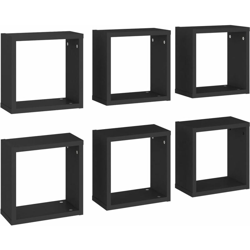 

vidaXL Estantes cubo de pared 30x15x30 cm 6 uds negro - Negro