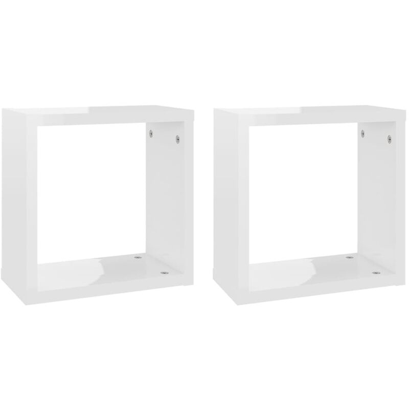 

vidaXL Estantes cubo de pared 30x15x30 cm 2 uds blanco brillante - Blanco