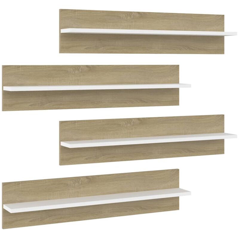 

Estantes cubo pared 4 uds blanco y roble Sonoma 80x11,5x18 cm - Blanco - Vidaxl
