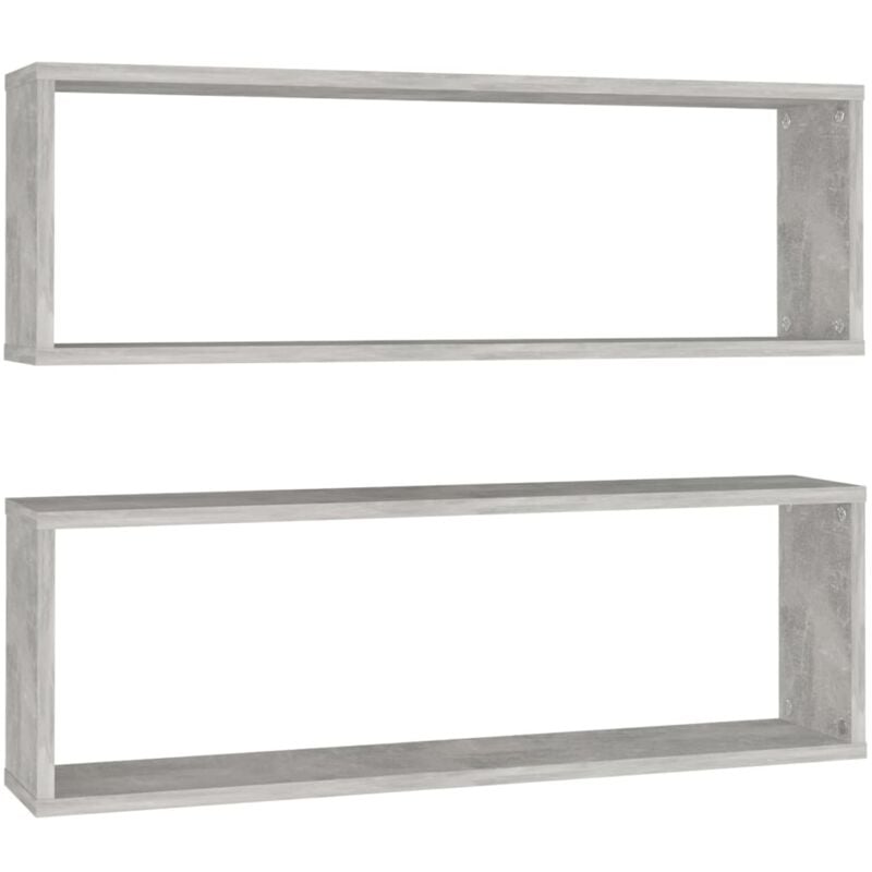 

vidaXL Estantes cubo de pared 80x15x26,5 cm 2 uds aglomerado gris cemento - Gris