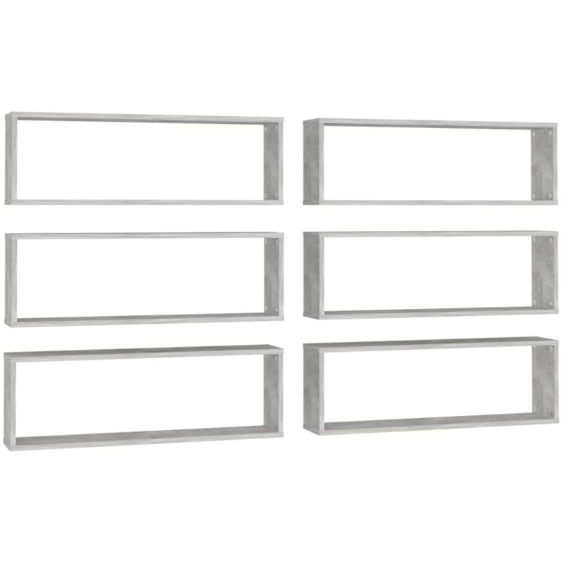 

vidaXL Estantes cubo de pared 80x15x26,5 cm 6 uds aglomerado gris cemento - Gris