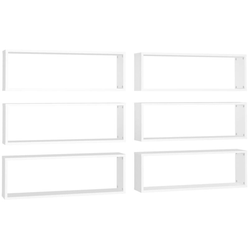 

vidaXL Estantes cubo de pared 80x15x26,5 cm 4 uds aglomerado blanco - Blanco