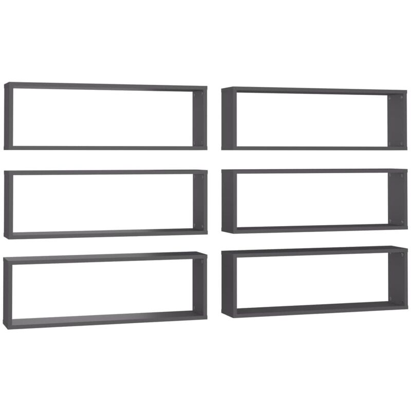 

vidaXL Estantes cubo de pared 80x15x26,5 cm 4 uds aglomerado gris - Gris