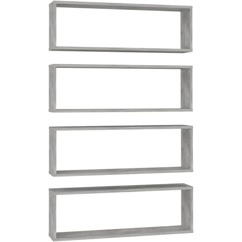 

vidaXL Estantes cubo de pared 80x15x26,5 cm 4 uds aglomerado gris cemento - Gris