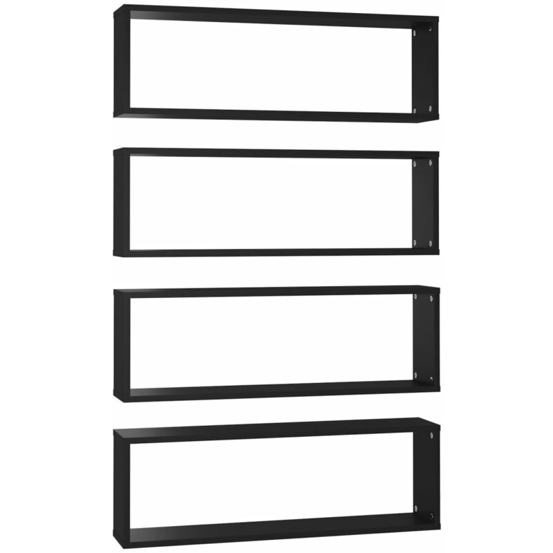

vidaXL Estantes cubo de pared 80x15x26,5 cm 4 uds aglomerado negro - Negro