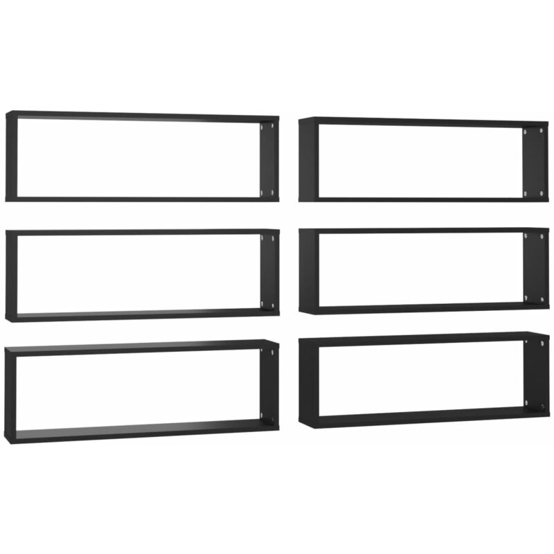 

vidaXL Estantes cubo de pared 80x15x26,5 cm 2 uds aglomerado negro - Negro