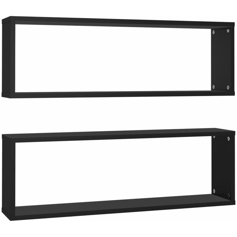 

vidaXL Estantes cubo de pared 80x15x26,5 cm 6 uds aglomerado negro - Negro