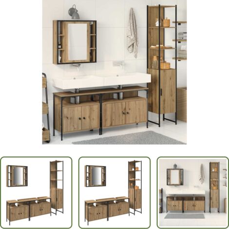 vidaXL Estantes de baño -  Juego de muebles de baño con estante 4 pcs Roble artesanal