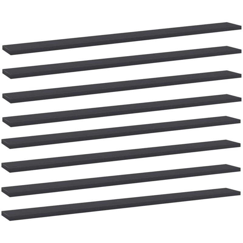 

vidaXL Estantes de estantería 8 uds aglomerado gris 100x10x1,5 cm - Gris