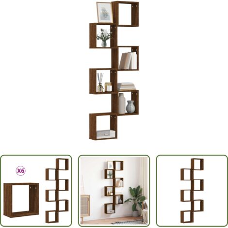 vidaXL Estantes de madera -  Estantes cubo de pared 6 unidades roble marrón 30x15x30 cm