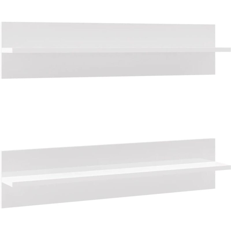 

Estantes de pared 2 uds aglomerado blanco brillante 80x11,5x18 cm - Blanco - Vidaxl