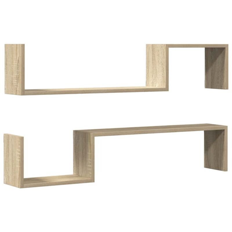 

vidaXL Estantes de pared 2 uds aglomerado 100x15x20 cm roble Sonoma - Marrón