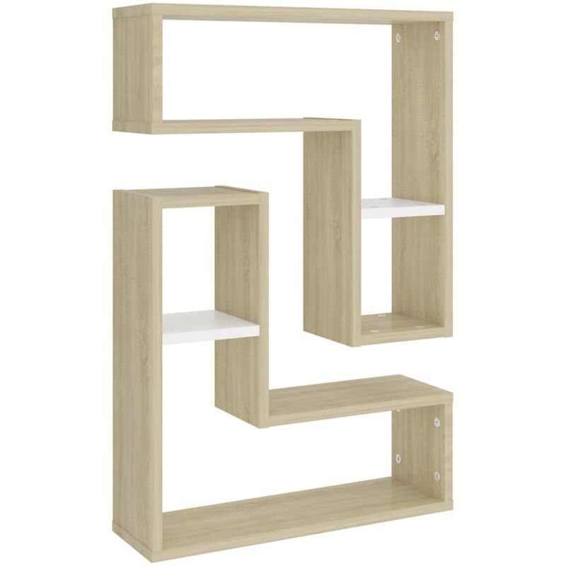 

vidaXL Estantes de pared 2 uds aglomerado 50x15x50 cm blanco y roble - Blanco