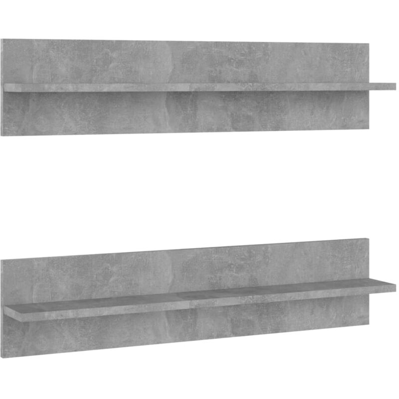 

vidaXL Estantes de pared 2 uds aglomerado gris hormigón 80x11,5x18 cm - Gris