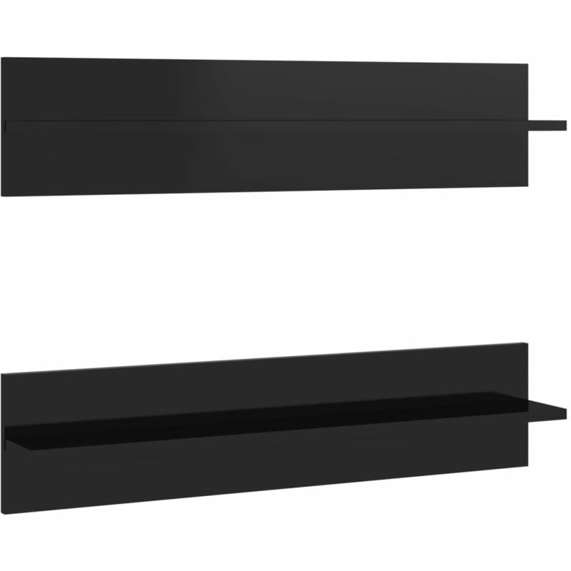 

Estantes de pared 2 uds aglomerado nedro brillante 80x11,5x18 cm - Negro - Vidaxl