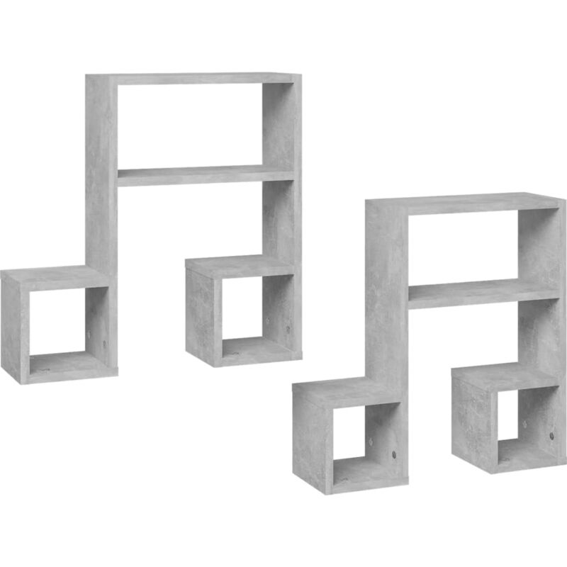 

vidaXL Estantes de pared 2 uds aglomerado 50x15x50 cm gris hormigón - Gris