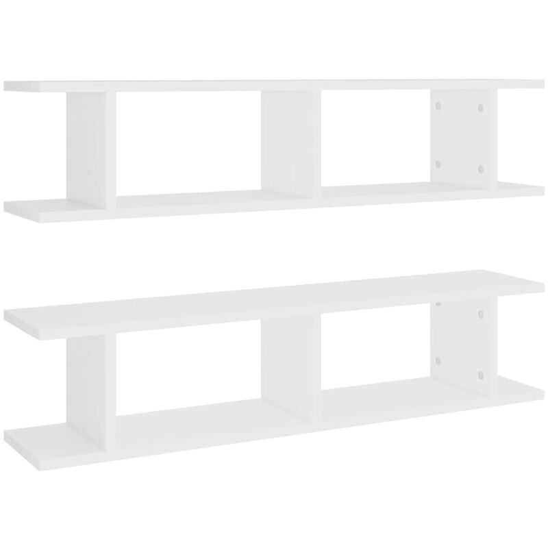 

vidaXL Estantes de pared 2 uds aglomerado blanco 90x18x20cm - Blanco