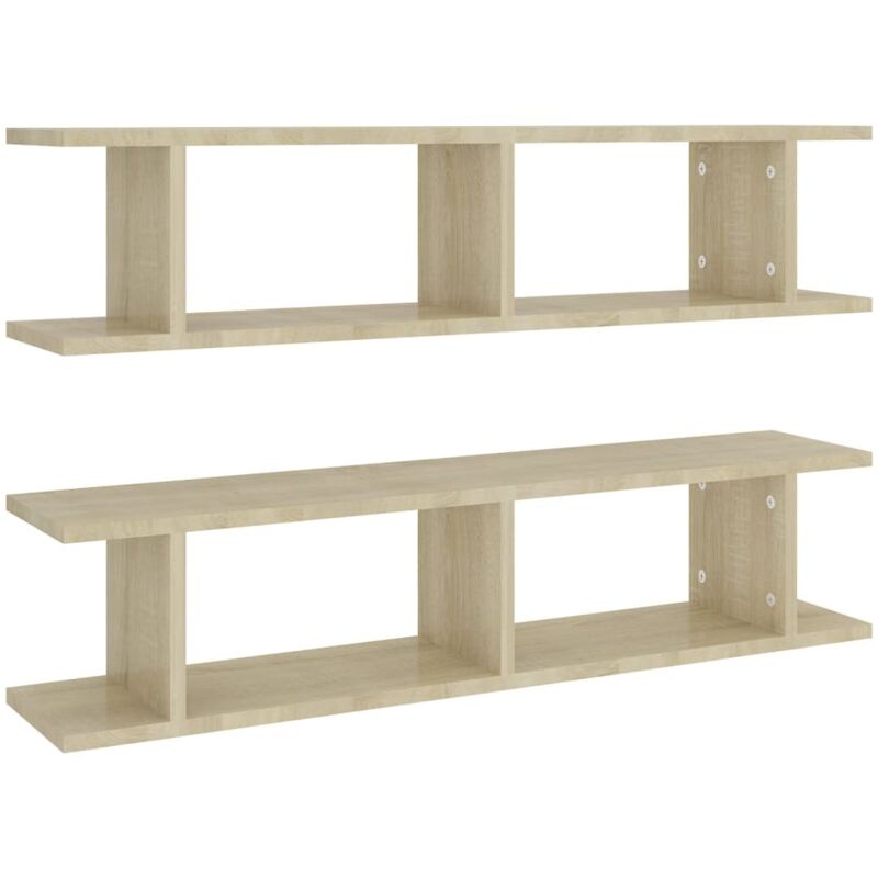 

vidaXL Estantes de pared 2 uds aglomerado color roble 90x18x20 cm - Marrón