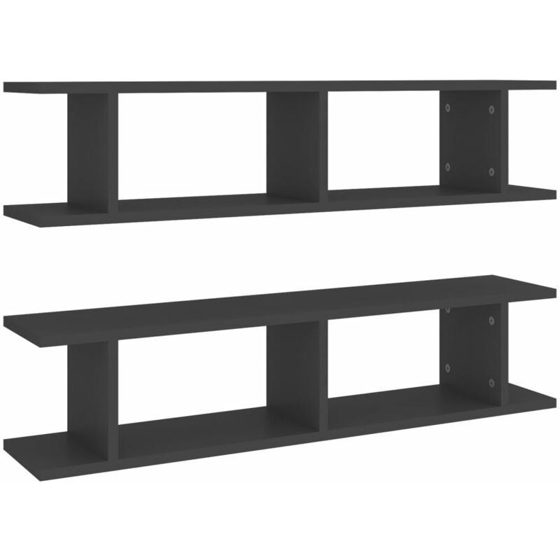 

vidaXL Estantes de pared 2 uds aglomerado gris 90x18x20cm - Gris