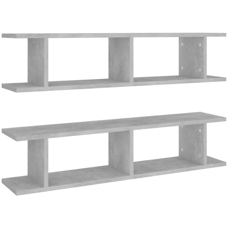 

vidaXL Estantes de pared 2 uds de aglomerado gris hormigón 90x18x20cm - Gris