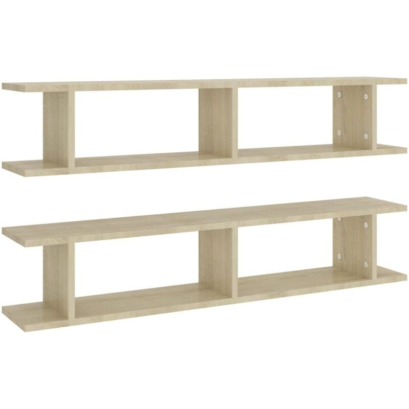 

vidaXL Estantes de pared 2 uds aglomerado roble Sonoma 105x18x20 cm - Marrón