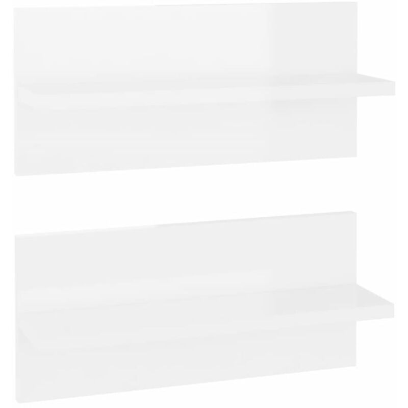 

vidaXL Estantes de pared aglomerado 40x11,5x18 cm 2 unidades blanco brillante - Blanco