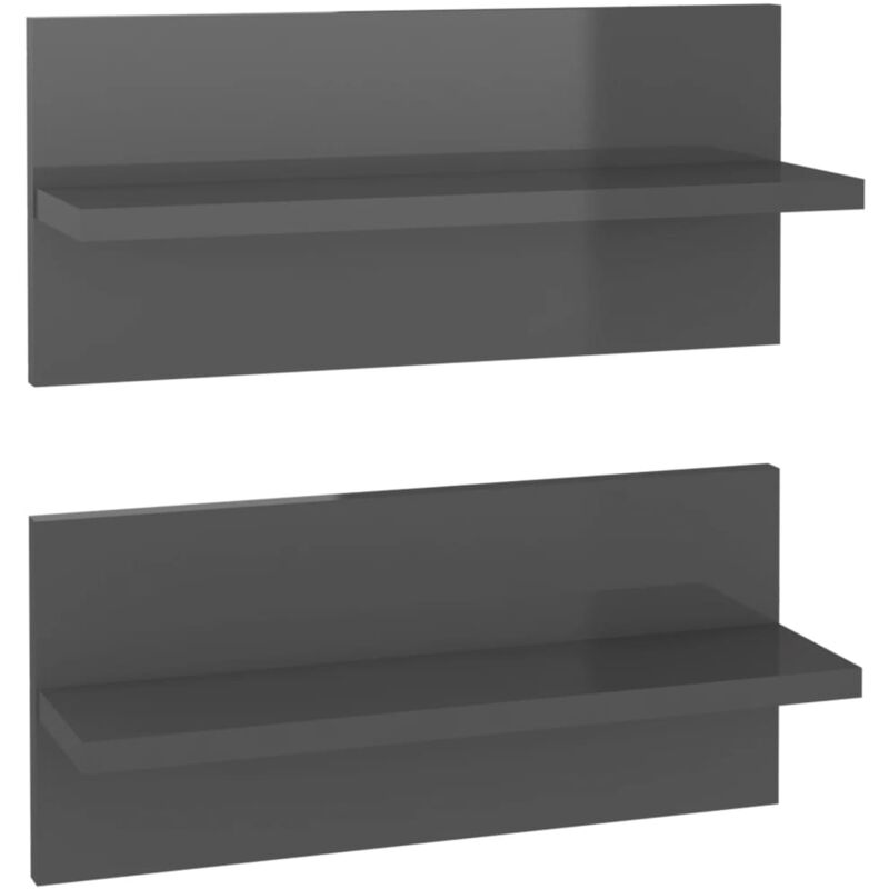 

vidaXL Estantes de pared aglomerado 40x11,5x18 cm 2 unidades gris brillante - Gris