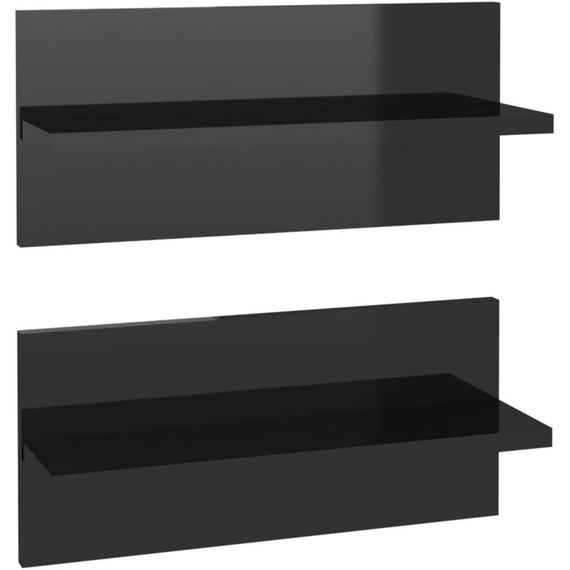 

vidaXL Estantes de pared aglomerado 40x11,5x18 cm 2 unidades negro brillante - Negro