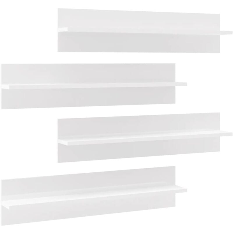 

vidaXL Estantes de pared 4 uds aglomerado blanco brillante 80x11,5x18 cm - Blanco