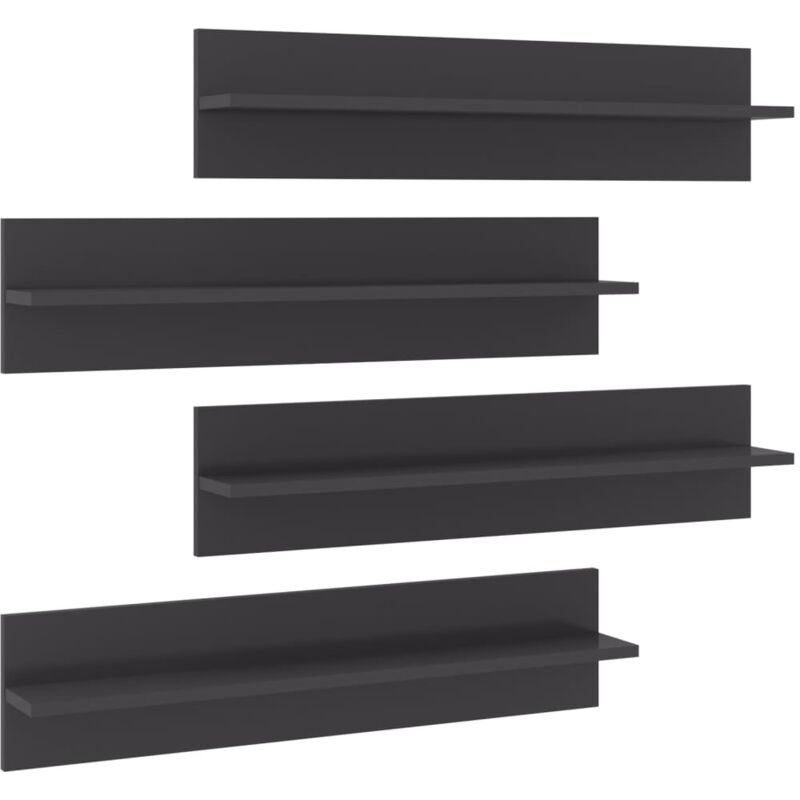 

Estantes de pared 4 uds aglomerado gris brillante 80x11,5x18 cm - Gris - Vidaxl