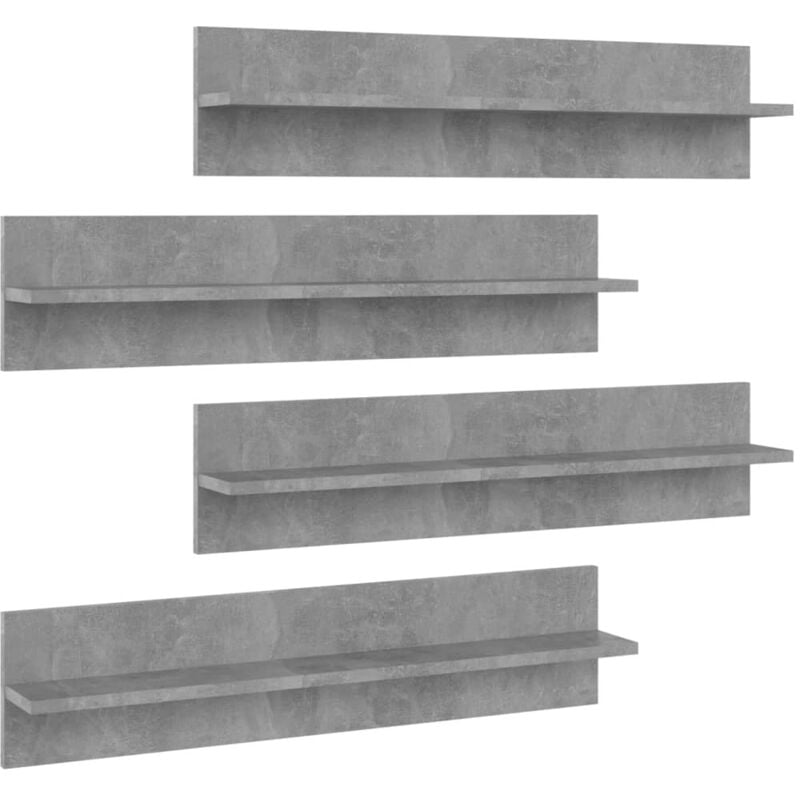 

Estantes de pared 4 uds aglomerado gris hormigón 80x11,5x18 cm - Gris - Vidaxl